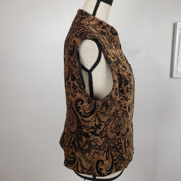 Vintage Emil Rutenberg Collection Brown & Black Paisley Tapestry Full Zip Vest L - Picture 3 of 15